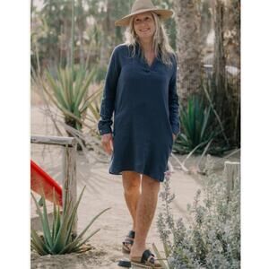 Ripskirt Hawaii Women Travel Dress Size Large Navy Blue Gauze Cotton